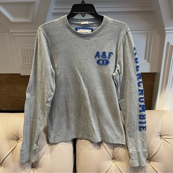Ad: Abercrombie & Fitch Mens Sweatshirt Crew A&f 1892 Gray Heathered Pull Over M - Picture 1 of 11